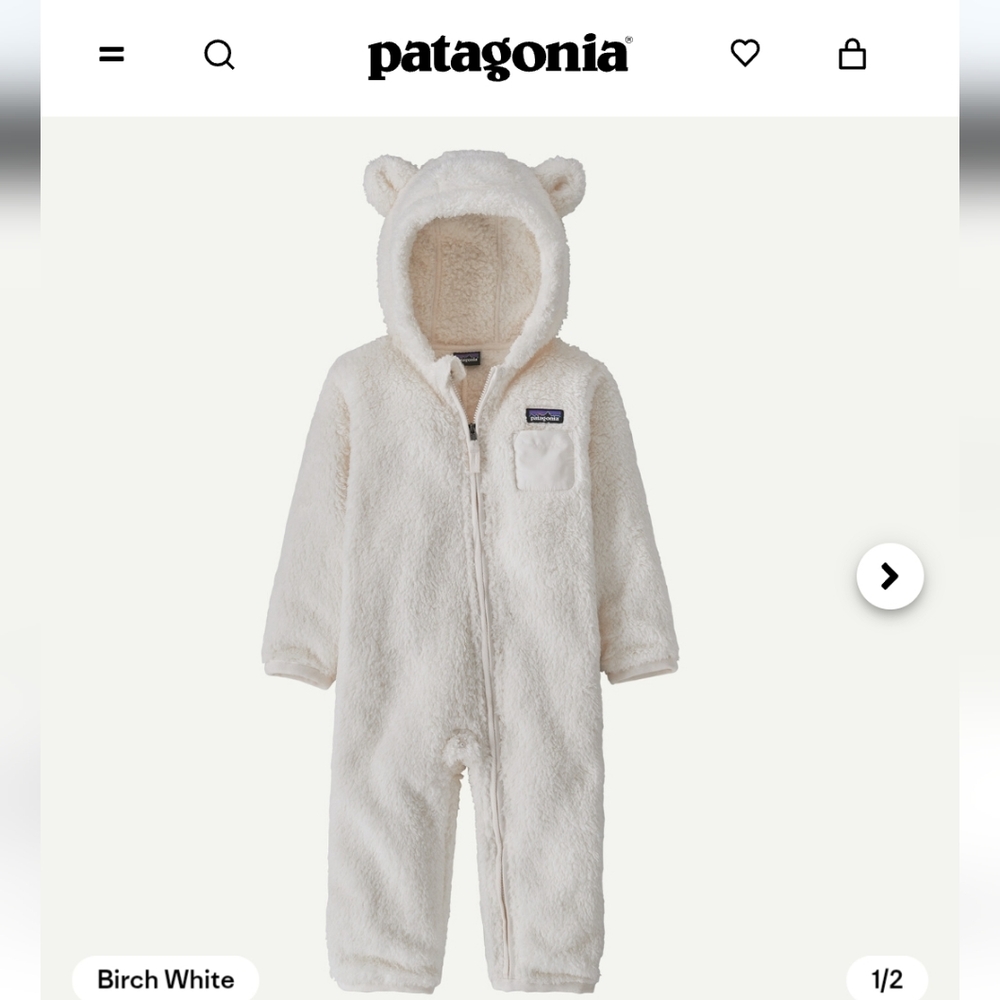 Patagonia Baby Furry Friends Fleece Bunting In Birch White